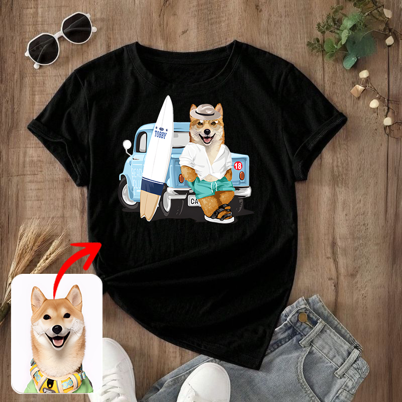 カスタムフワモコ部  プレミアムTシャツ   ビーチレジャー  1頭デザイン 0328-1-4