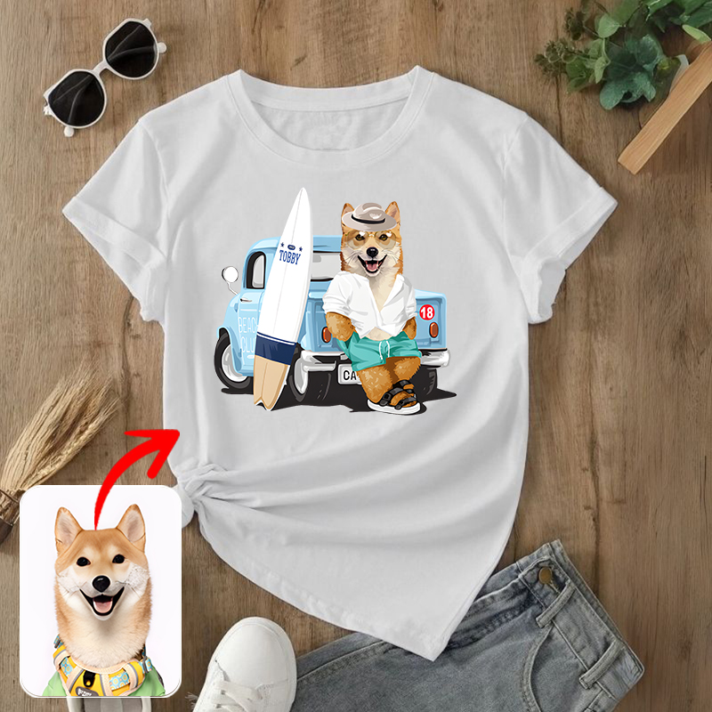 カスタムフワモコ部  プレミアムTシャツ   ビーチレジャー  1頭デザイン 0328-1-4