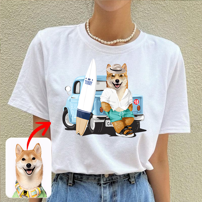 カスタムフワモコ部  プレミアムTシャツ   ビーチレジャー  1頭デザイン 0328-1-4