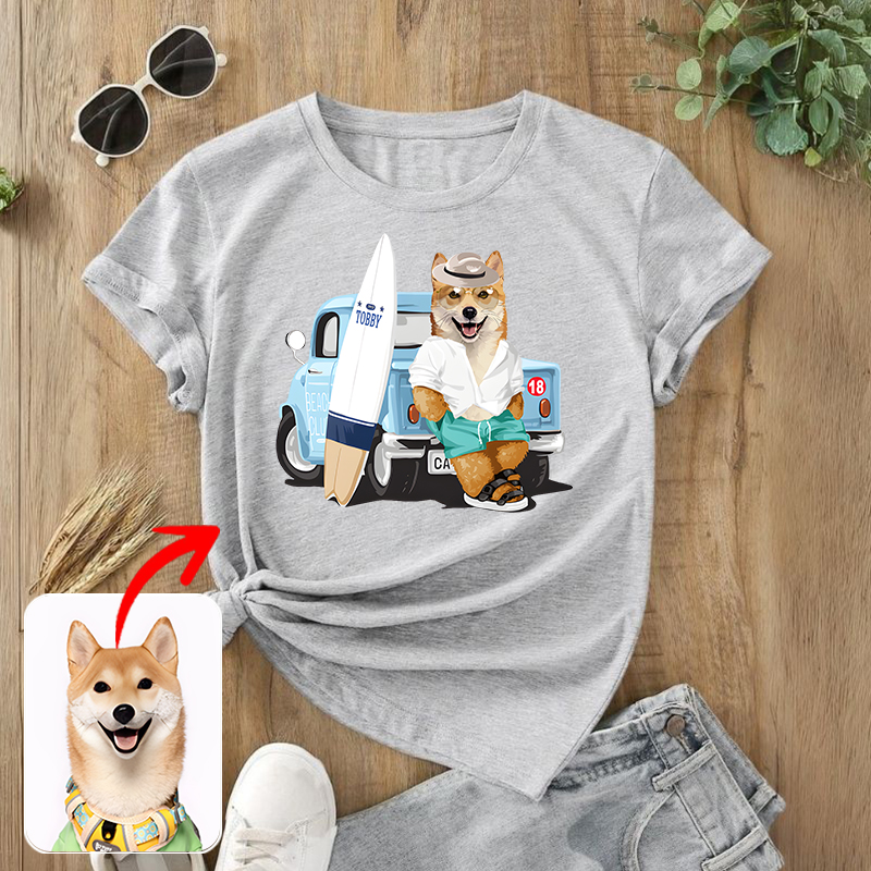 カスタムフワモコ部  プレミアムTシャツ   ビーチレジャー  1頭デザイン 0328-1-4