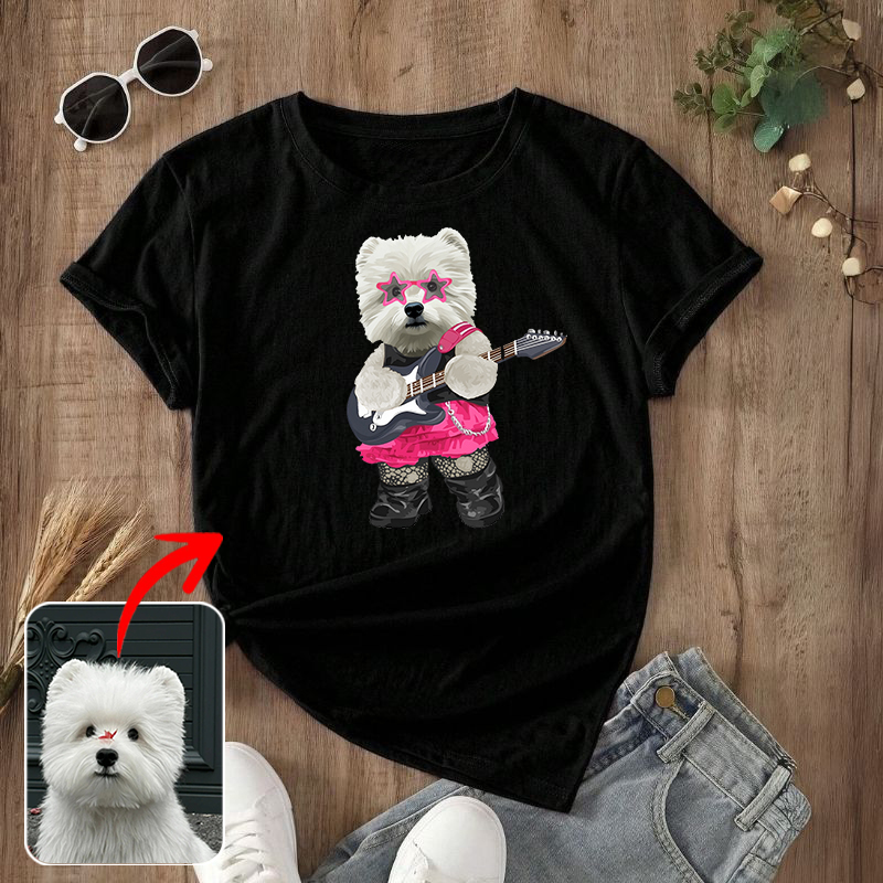 カスタムフワモコ部  プレミアムTシャツ Rock Girl  1頭デザイン 0328-1-1