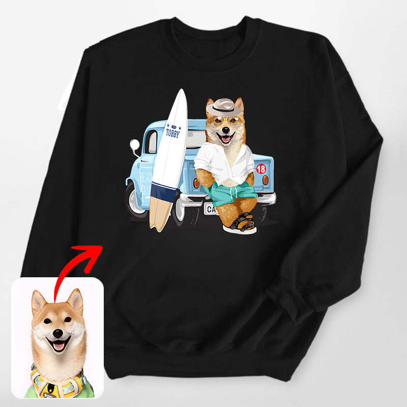 カスタムフワモコ部 　トレーナー  ビーチレジャー 1頭デザイン0328-2-3