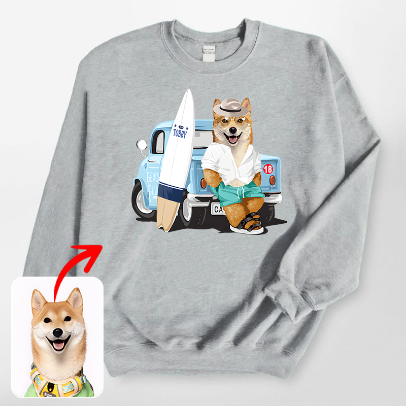 カスタムフワモコ部 　トレーナー  ビーチレジャー 1頭デザイン0328-2-3