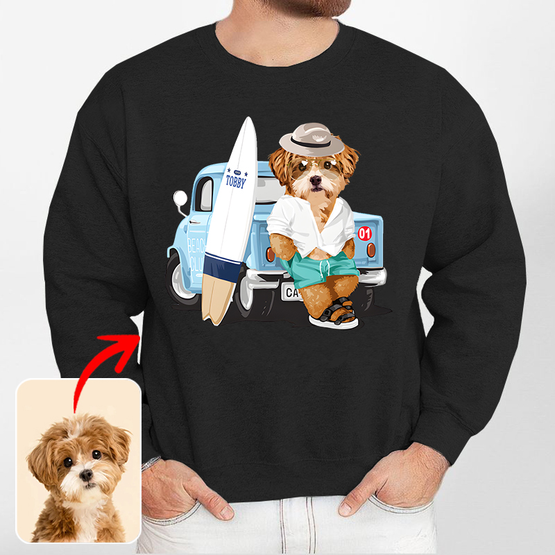 カスタムフワモコ部 　トレーナー  ビーチレジャー 1頭デザイン0328-2-3