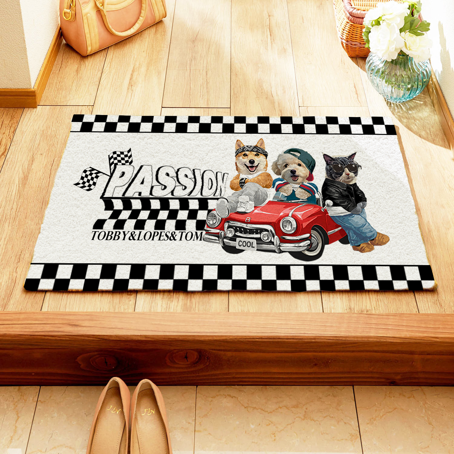 カスタムフワモコ部  玄関マット 長方形  一緒に旅行する 0409-2-1