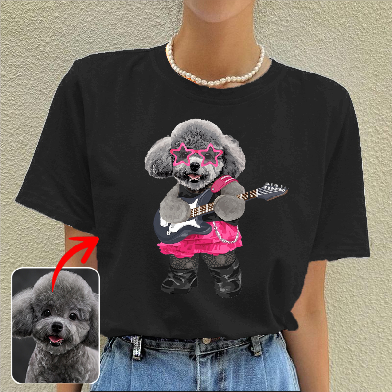 カスタムフワモコ部  プレミアムTシャツ Rock Girl  1頭デザイン 0328-1-1