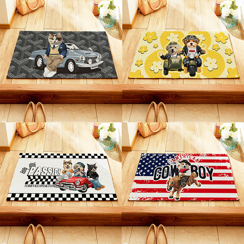 カスタムフワモコ部  玄関マット 長方形  一緒に旅行する 0409-2-1