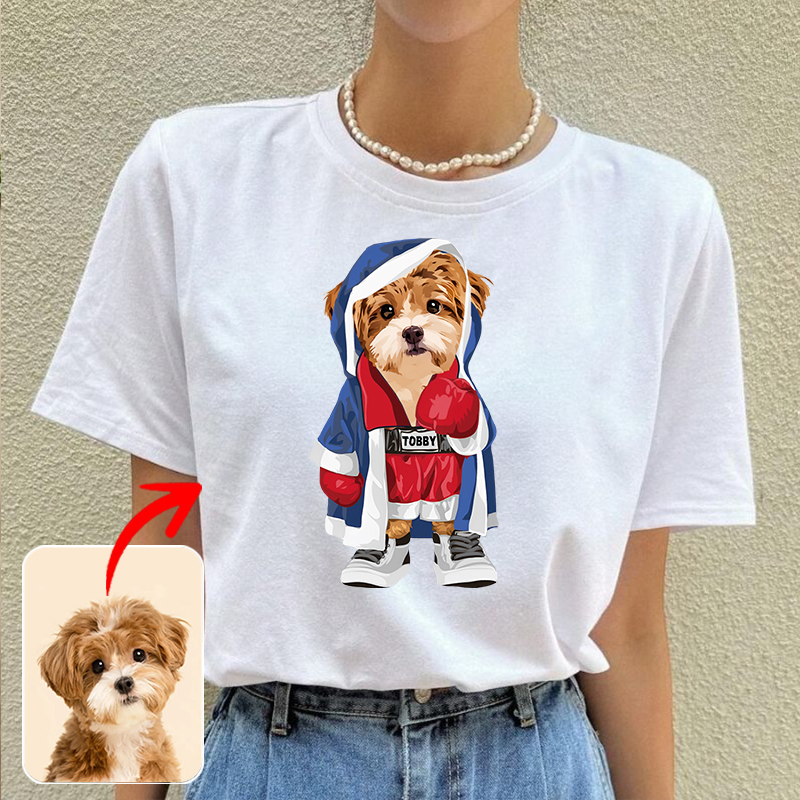 カスタムフワモコ部  プレミアムTシャツ  ボクシング  1頭デザイン 0416-1-1