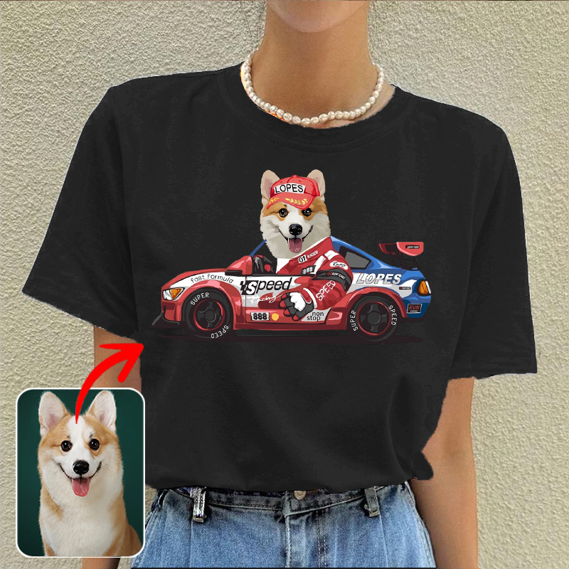 カスタムフワモコ部  プレミアムTシャツ  レーシングカー  1頭デザイン 0417-3-3