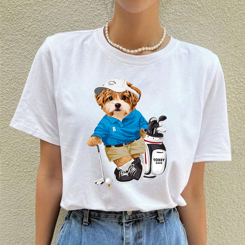 カスタムフワモコ部  プレミアムTシャツ   ゴルフ  1頭デザイン 0423-1-1