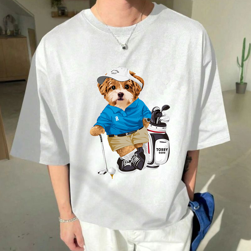 カスタムフワモコ部  プレミアムTシャツ   ゴルフ  1頭デザイン 0423-1-1