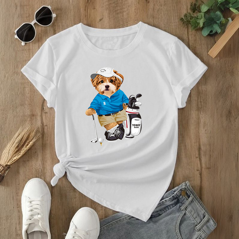 カスタムフワモコ部  プレミアムTシャツ   ゴルフ  1頭デザイン 0423-1-1