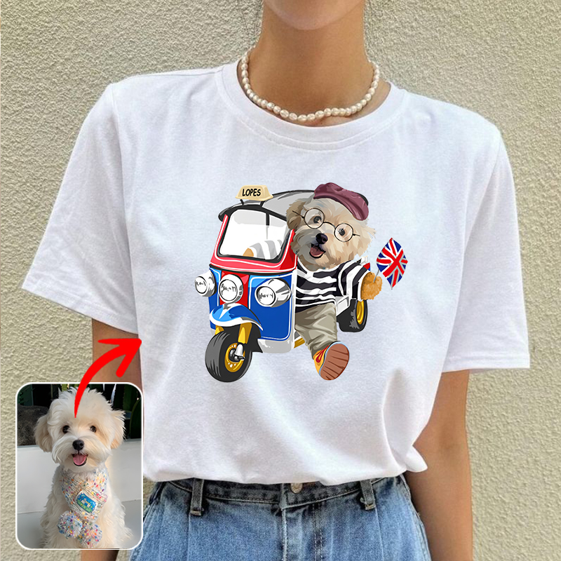 カスタムフワモコ部  プレミアムTシャツ   Sightseeing Check-in   1頭デザイン 0617-1-2