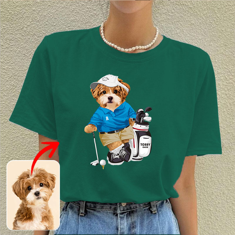 カスタムフワモコ部  プレミアムTシャツ   ゴルフ  1頭デザイン 0613-1-1