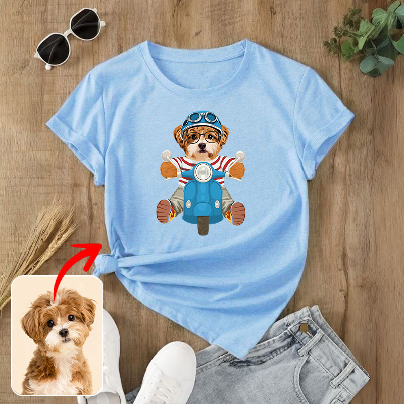 カスタムフワモコ部  プレミアムTシャツ  スクーター   1頭デザイン 0617-1-3