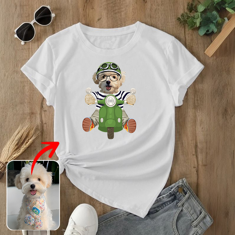 カスタムフワモコ部  プレミアムTシャツ  スクーター   1頭デザイン 0617-1-3