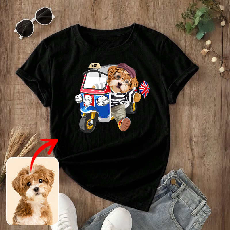 カスタムフワモコ部  プレミアムTシャツ   Sightseeing Check-in   1頭デザイン 0617-1-2