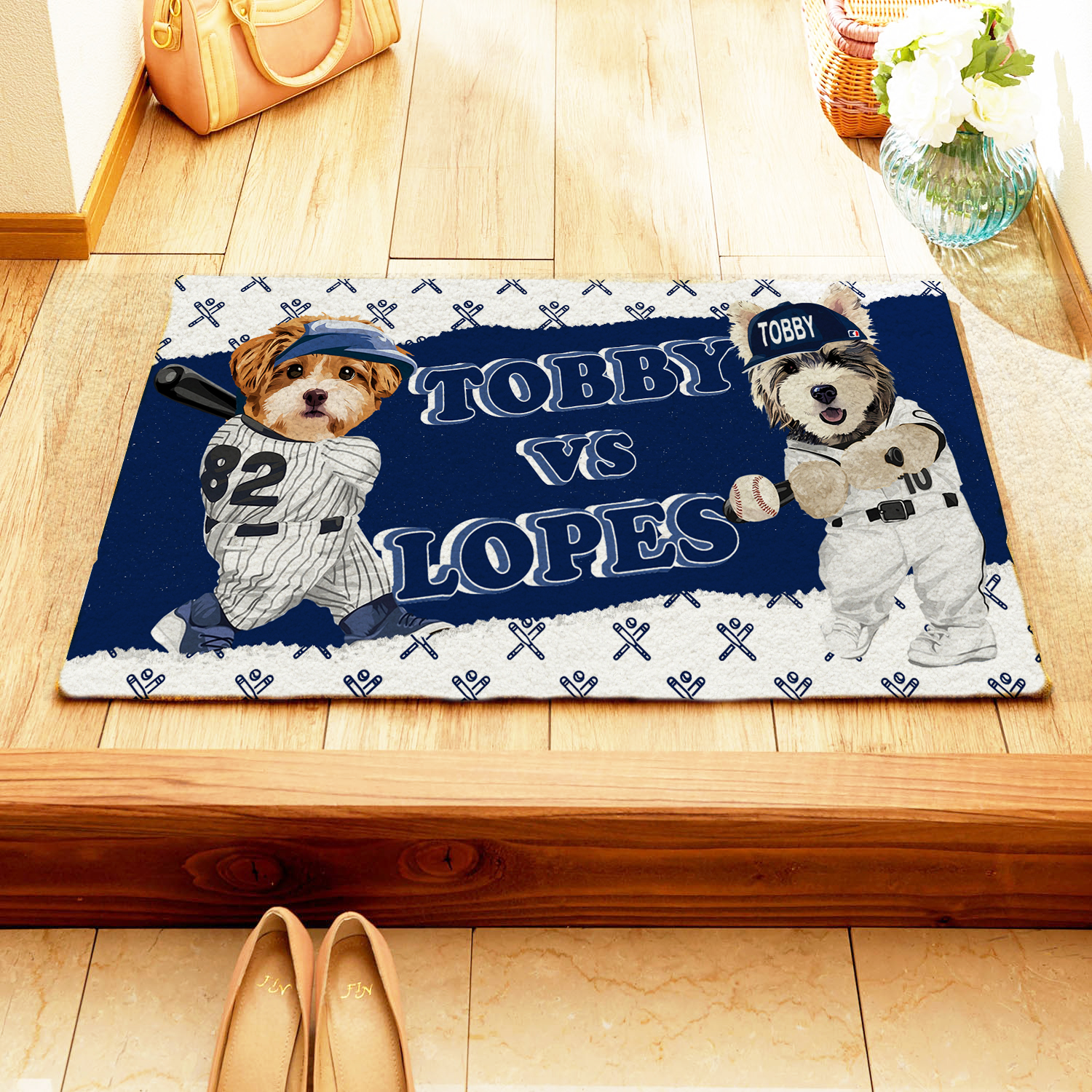 カスタムフワモコ部  玄関マット 長方形  一緒に旅行する 0508-1-1