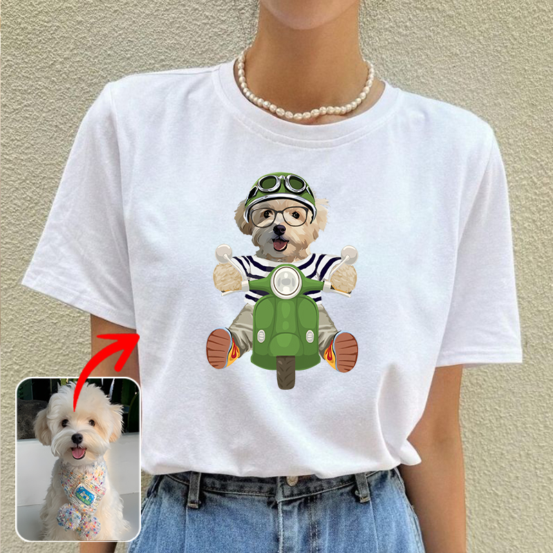 カスタムフワモコ部  プレミアムTシャツ  スクーター   1頭デザイン 0617-1-3