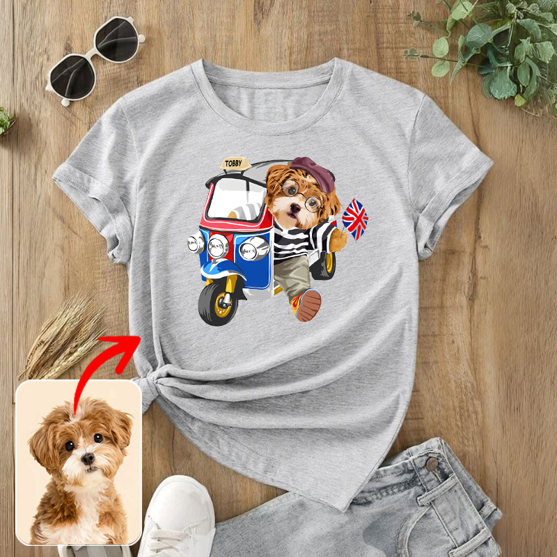 カスタムフワモコ部  プレミアムTシャツ   Sightseeing Check-in   1頭デザイン 0617-1-2