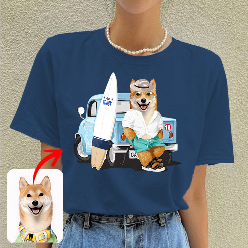 カスタムフワモコ部  プレミアムTシャツ   ビーチレジャー  1頭デザイン 0328-1-4