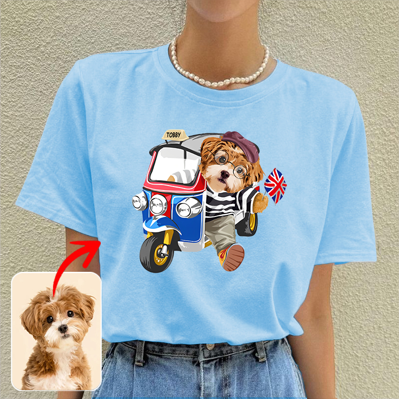 カスタムフワモコ部  プレミアムTシャツ   Sightseeing Check-in   1頭デザイン 0617-1-2