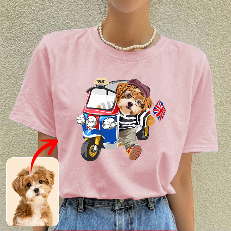 カスタムフワモコ部  プレミアムTシャツ   Sightseeing Check-in   1頭デザイン 0617-1-2