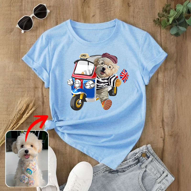 カスタムフワモコ部  プレミアムTシャツ   Sightseeing Check-in   1頭デザイン 0617-1-2