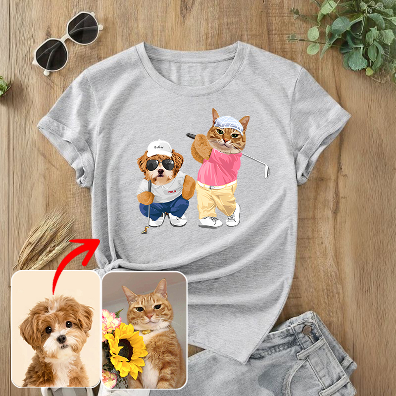 カスタムフワモコ部  プレミアムTシャツ  OK—BALL  2頭デザイン 0510-1-3