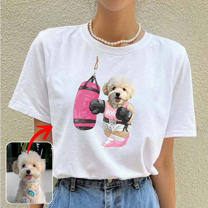 カスタムフワモコ部  プレミアムTシャツ  Sandbag Boxing  1頭デザイン 0510-1-1