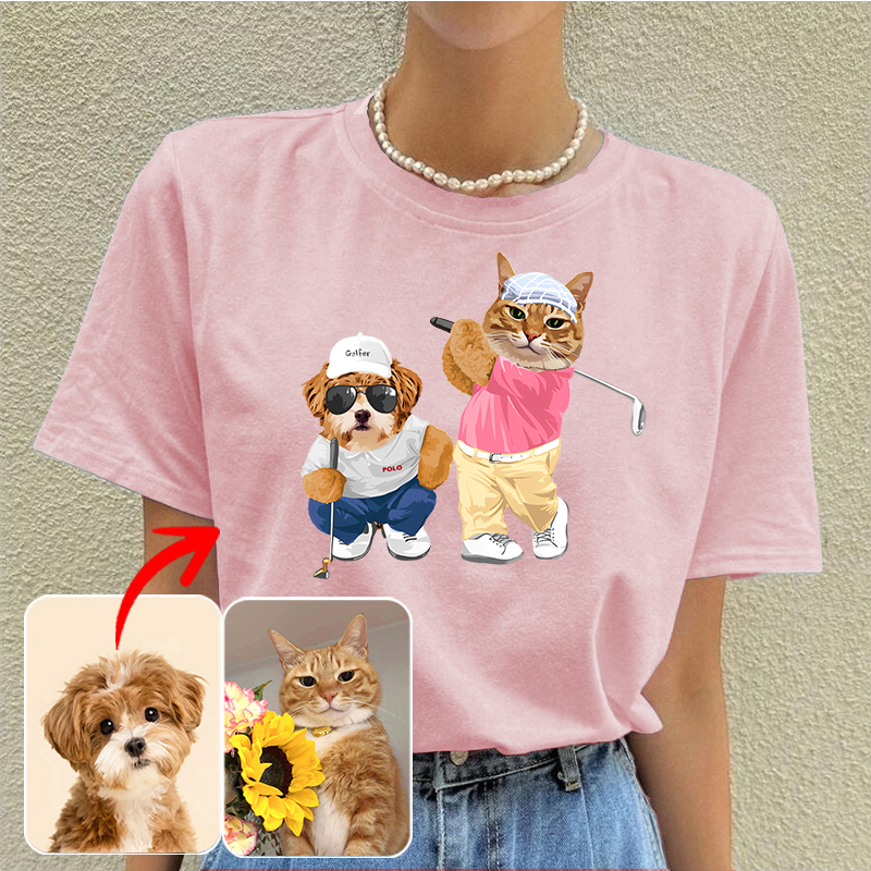 カスタムフワモコ部  プレミアムTシャツ  OK—BALL  2頭デザイン 0510-1-3