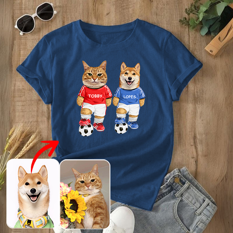 カスタムフワモコ部  プレミアムTシャツ  2人制サッカー  2頭デザイン 0510-1-2