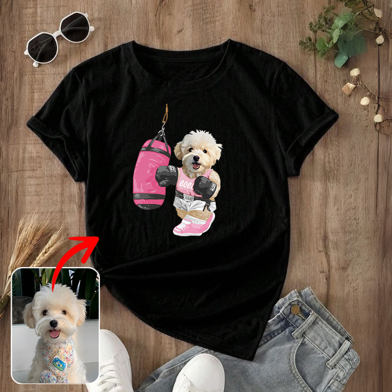 カスタムフワモコ部  プレミアムTシャツ  Sandbag Boxing  1頭デザイン 0510-1-1