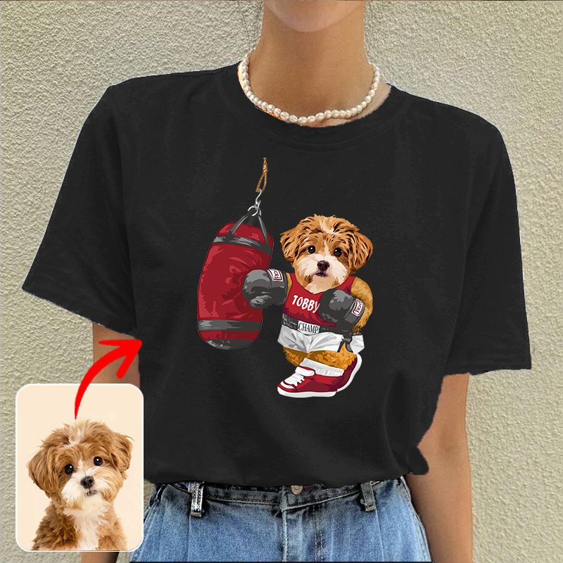 カスタムフワモコ部  プレミアムTシャツ  Sandbag Boxing  1頭デザイン 0510-1-1
