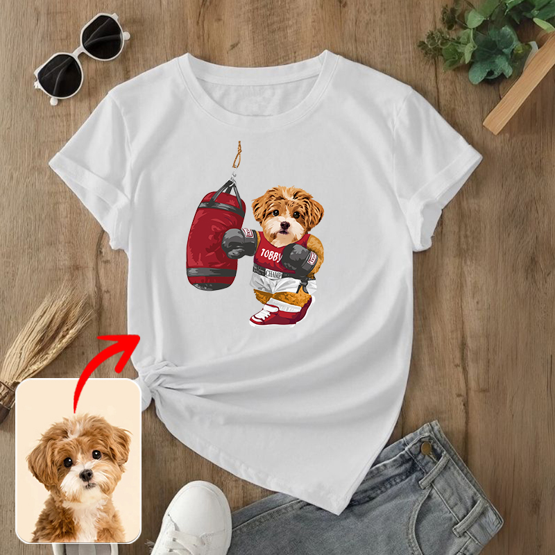 カスタムフワモコ部  プレミアムTシャツ  Sandbag Boxing  1頭デザイン 0510-1-1