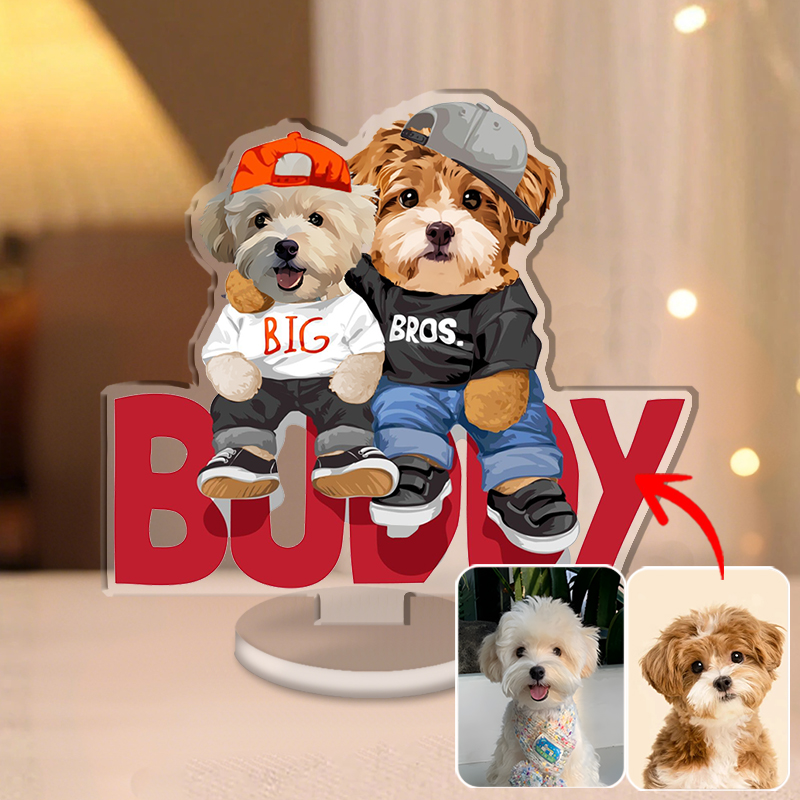 カスタムフワモコ部 　アクリルスタンド   BUDDY【2頭デザイン】0529-1-1