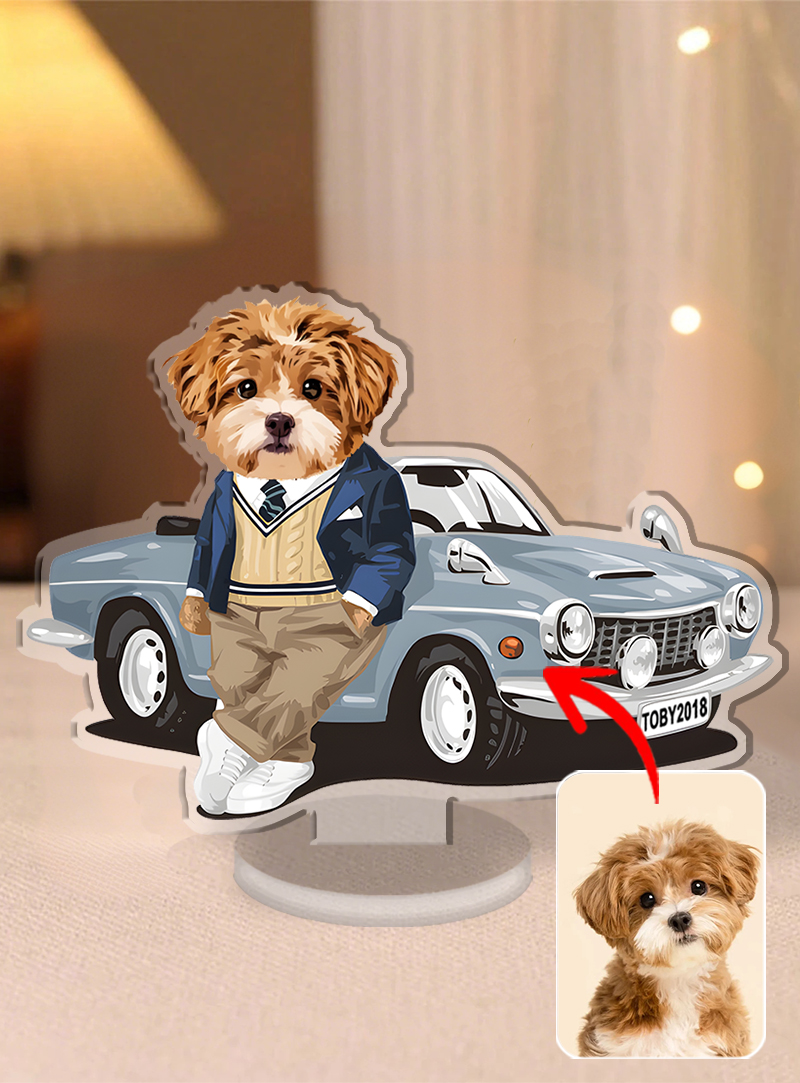 カスタムフワモコ部 　アクリルスタンド クールなコンバーチブル【1頭デザイン】0529-1-4