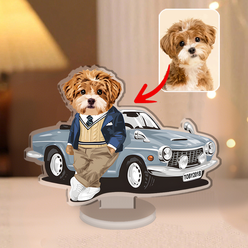 カスタムフワモコ部 　アクリルスタンド クールなコンバーチブル【1頭デザイン】0529-1-4