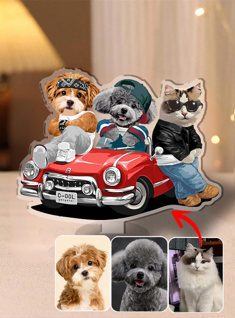 カスタムフワモコ部 　アクリルスタンド  一緒に旅行する【3頭デザイン】0529-1-3