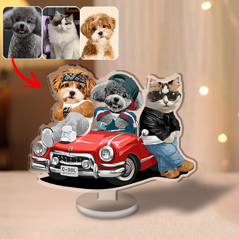 カスタムフワモコ部 　アクリルスタンド  一緒に旅行する【3頭デザイン】0529-1-3