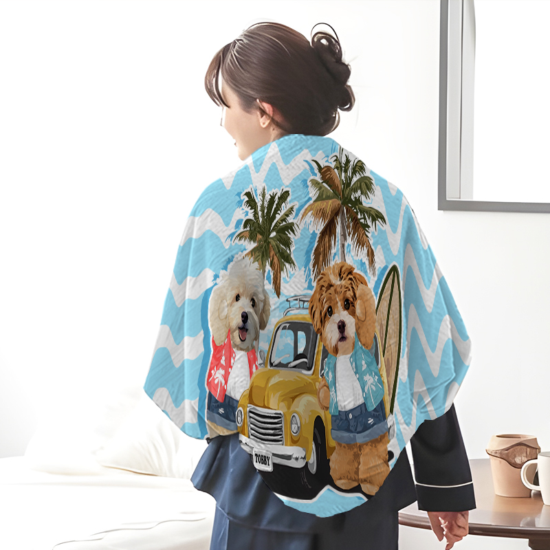 カスタムフワモコ部 　膝掛け ひざ掛け   夏のサーフィン 0621-2-1