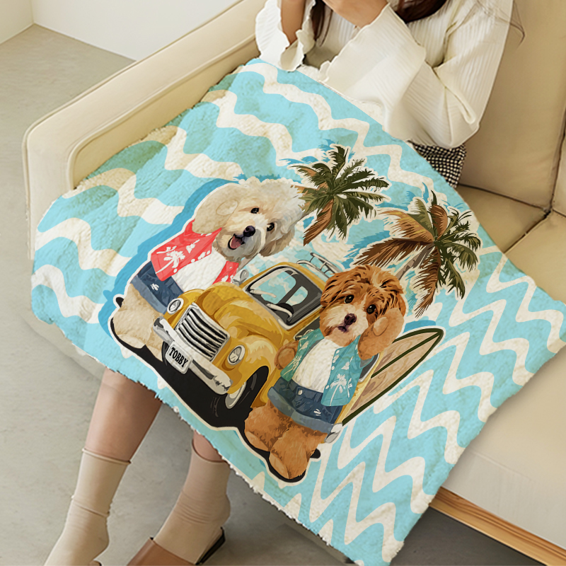 カスタムフワモコ部 　膝掛け ひざ掛け   夏のサーフィン 0621-2-1