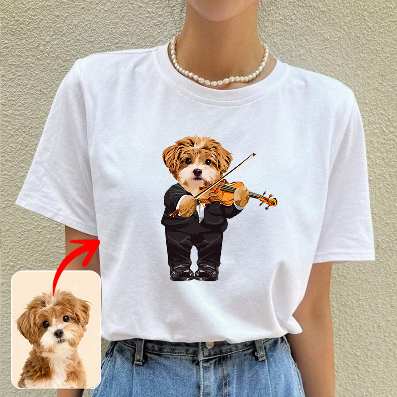 カスタムフワモコ部  プレミアムTシャツ  バイオリニスト   1頭デザイン 0705-1-2