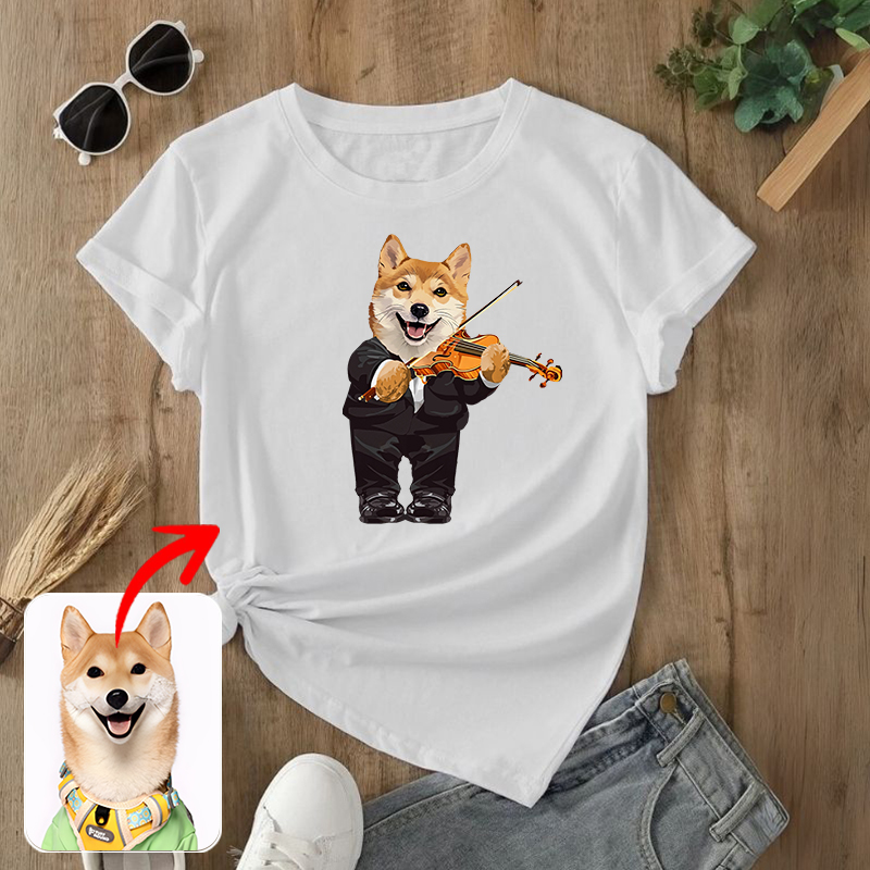 カスタムフワモコ部  プレミアムTシャツ  バイオリニスト   1頭デザイン 0705-1-2