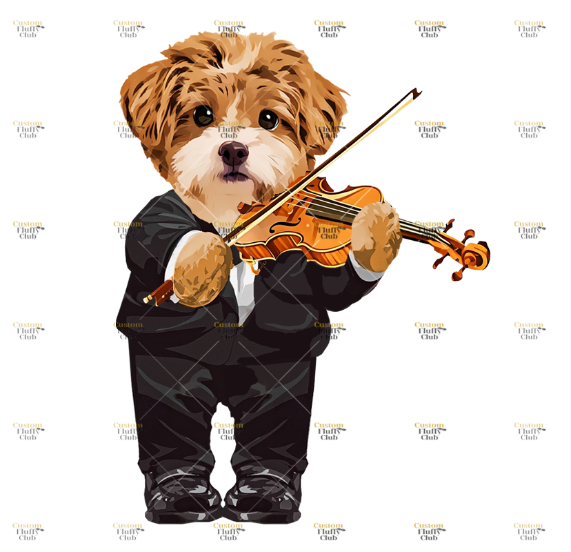 カスタムフワモコ部  プレミアムTシャツ  バイオリニスト   1頭デザイン 0705-1-2