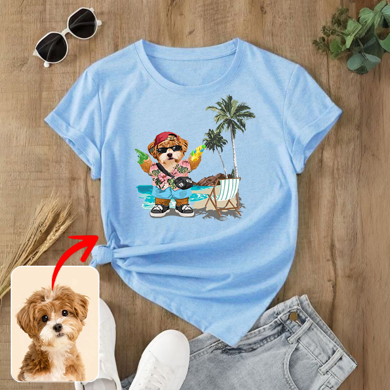 カスタムフワモコ部  プレミアムTシャツ  Water play   1頭デザイン 0705-1-4