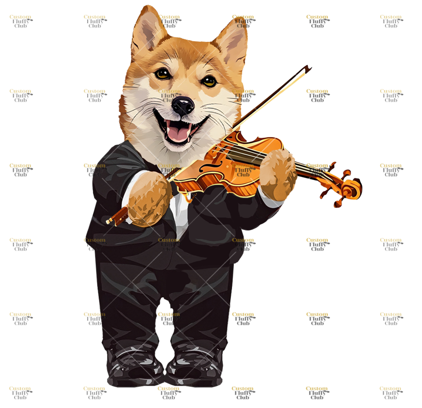 カスタムフワモコ部  プレミアムTシャツ  バイオリニスト   1頭デザイン 0705-1-2