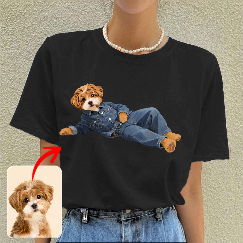 カスタムフワモコ部  プレミアムTシャツ  ファッションデニム  1頭デザイン 0808-1-1