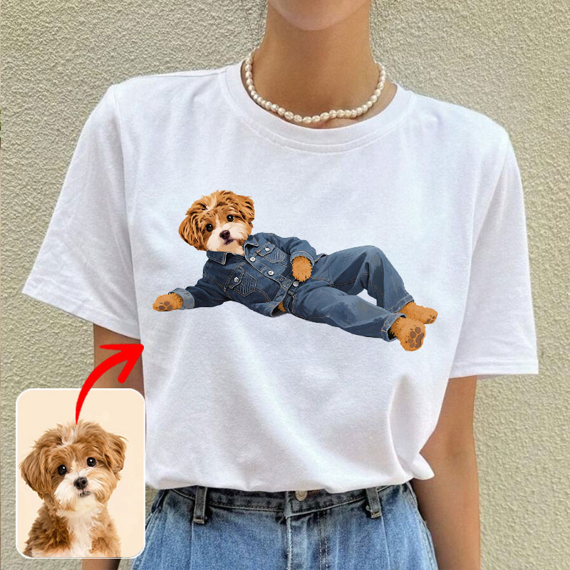 カスタムフワモコ部  プレミアムTシャツ  ファッションデニム  1頭デザイン 0808-1-1