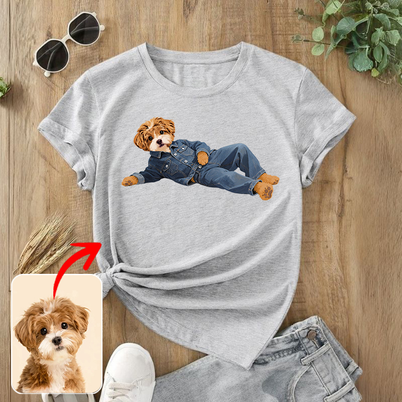 カスタムフワモコ部  プレミアムTシャツ  ファッションデニム  1頭デザイン 0808-1-1